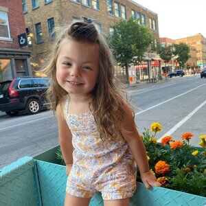 Rachel Zoe Floral Romper With Bow Halter Top Neck Size 4T